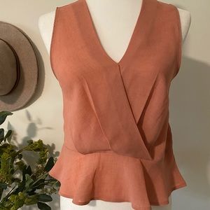 Dusty Pink Peplum Sleeveless Blouse